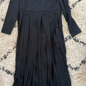 J. Crew Black Long Sleeve Pleated Dress